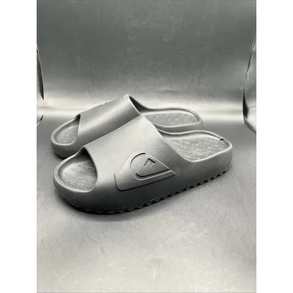 QUIKSILVER Men Sz 12 Slides Flip Flops Sandals Shoes Black